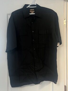 NWT Bruno Washable Linen Classic Black Short-Sleeve Button-Up Shirt XL 🖤